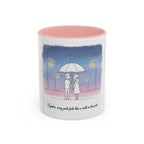 Couple Under Umbrella Illustration Coffee Mug | Accent Coffee Mug