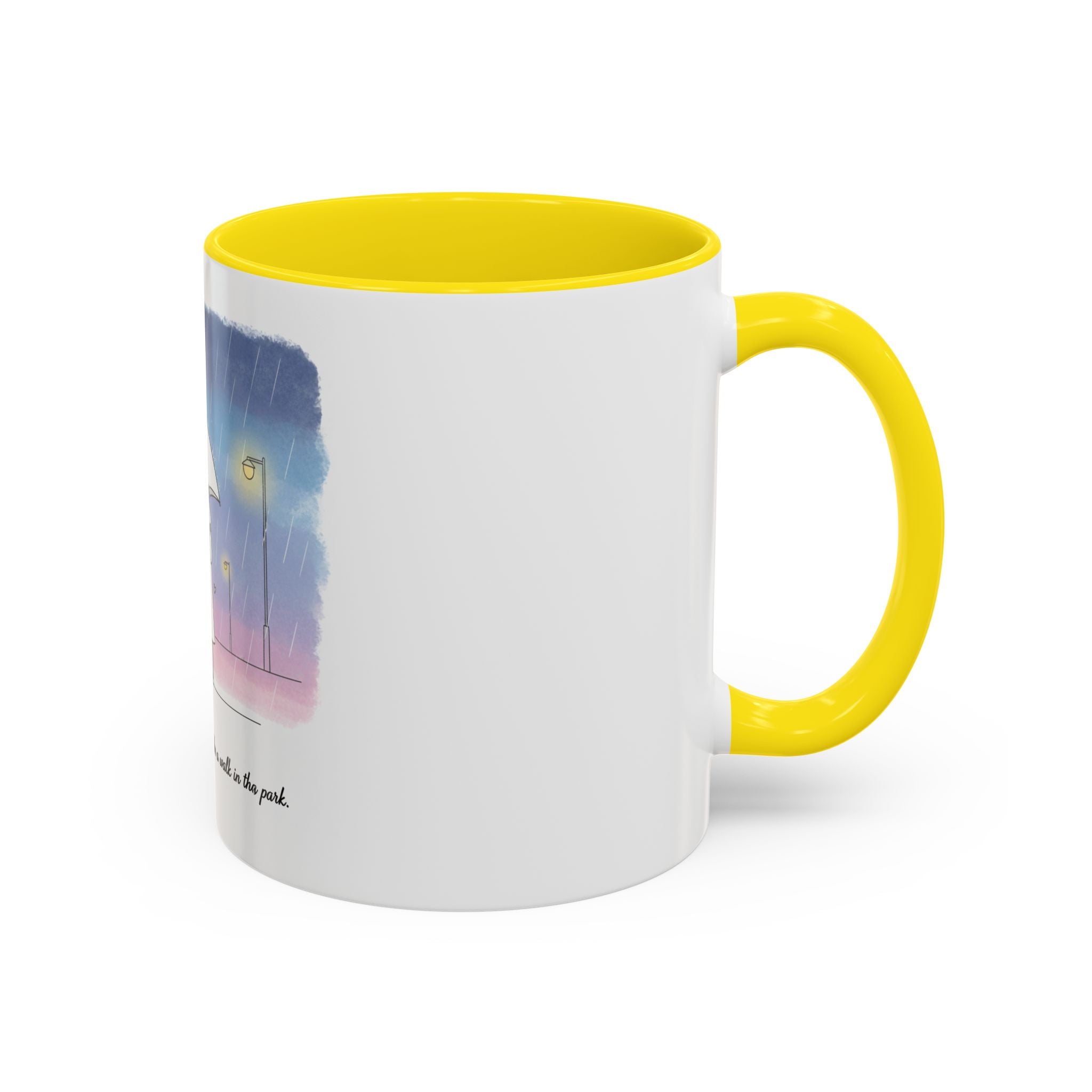 Couple Under Umbrella Illustration Coffee Mug | Accent Coffee Mug