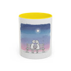 Couple on Bench Moonlight Watercolor Accent Coffee Mug | 11oz 15oz
