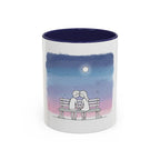 Couple on Bench Moonlight Watercolor Accent Coffee Mug | 11oz 15oz