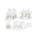 Cute Couple Scenes Kiss-Cut Stickers | Biking, Bench, Tent, Coffee