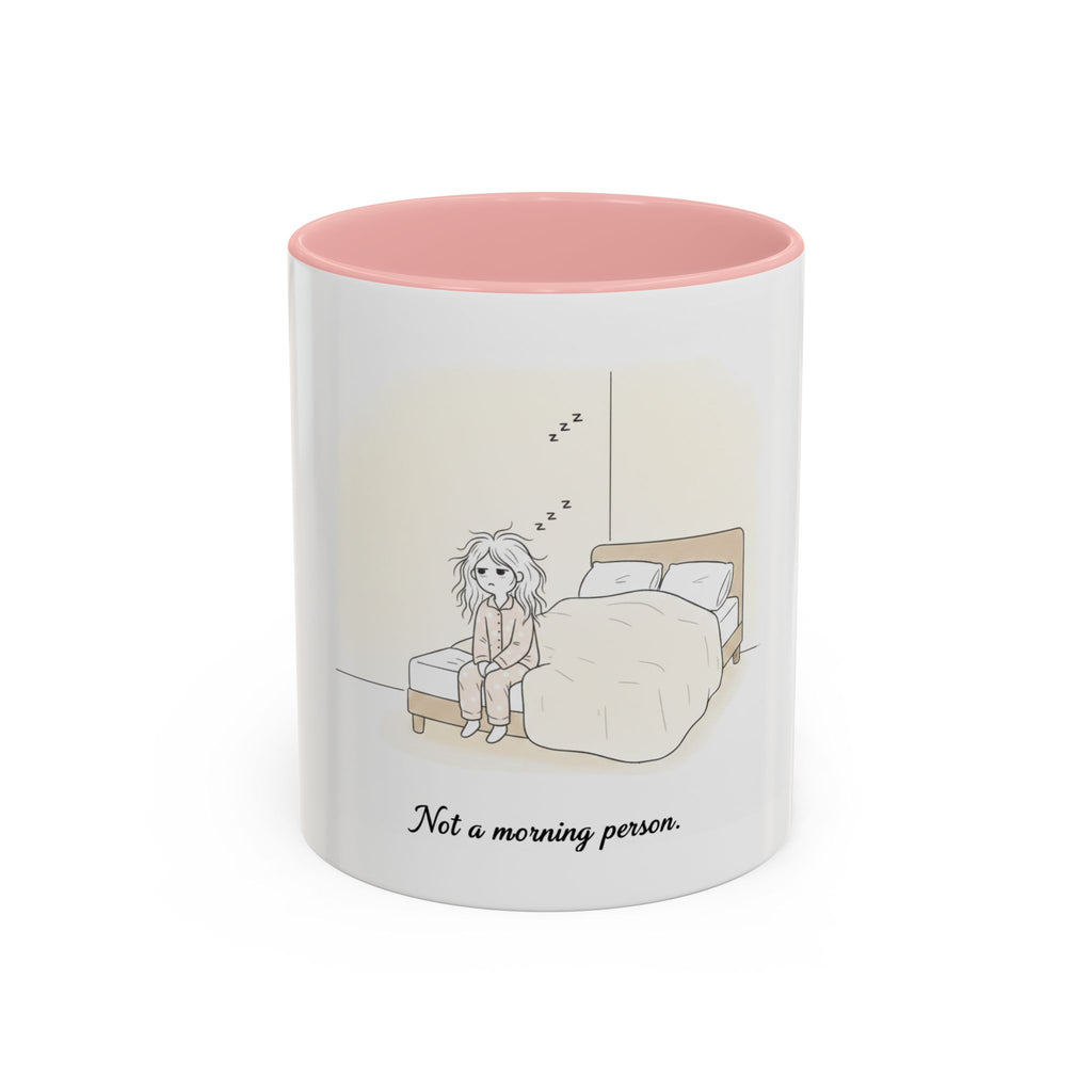 Not a Morning Person mug | Accent Coffee Mug, sleepy character illustration