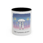 Couple Under Umbrella Illustration Coffee Mug | Accent Coffee Mug