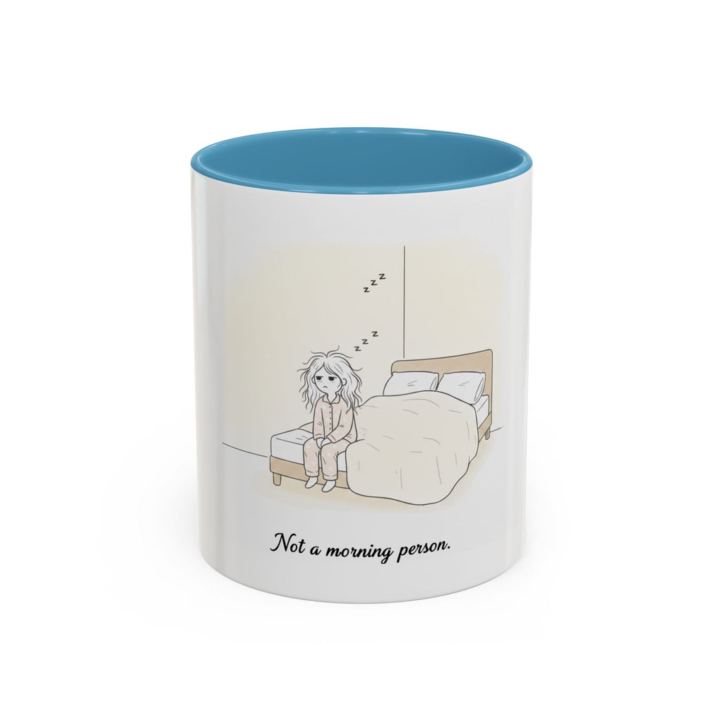 Not a Morning Person mug | Accent Coffee Mug, sleepy character illustration