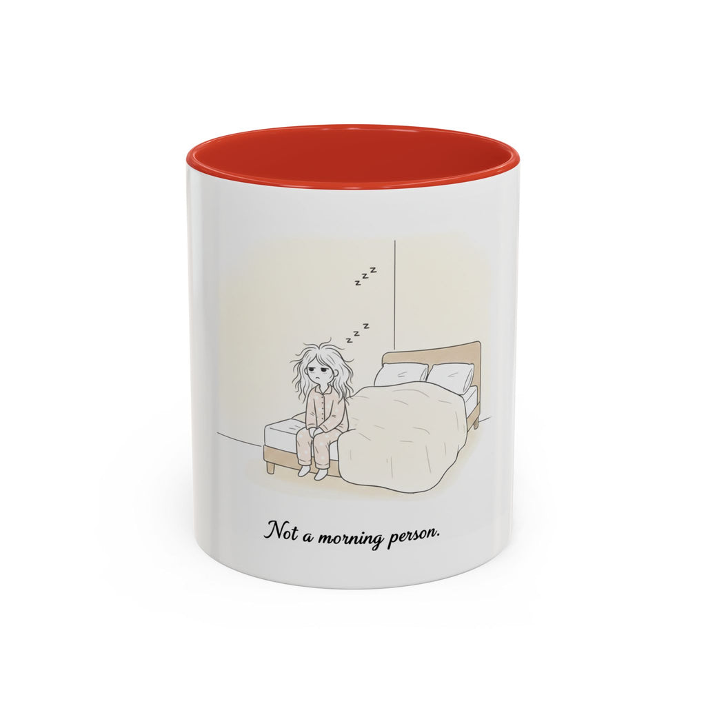 Not a Morning Person mug | Accent Coffee Mug, sleepy character illustration