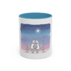 Couple on Bench Moonlight Watercolor Accent Coffee Mug | 11oz 15oz
