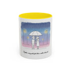 Couple Under Umbrella Illustration Coffee Mug | Accent Coffee Mug