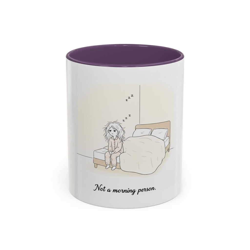 Not a Morning Person mug | Accent Coffee Mug, sleepy character illustration