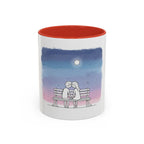 Couple on Bench Moonlight Watercolor Accent Coffee Mug | 11oz 15oz