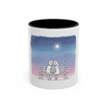 Couple on Bench Moonlight Watercolor Accent Coffee Mug | 11oz 15oz