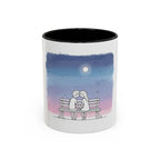 Couple on Bench Moonlight Watercolor Accent Coffee Mug | 11oz 15oz