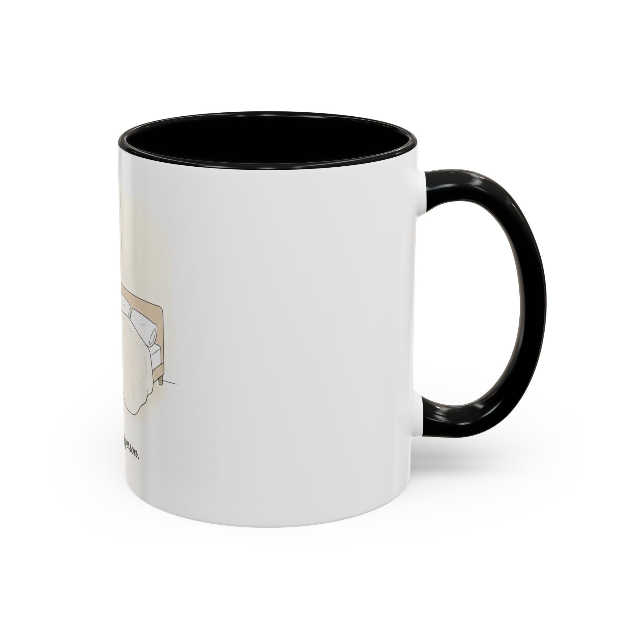 Not a Morning Person mug | Accent Coffee Mug, sleepy character illustration