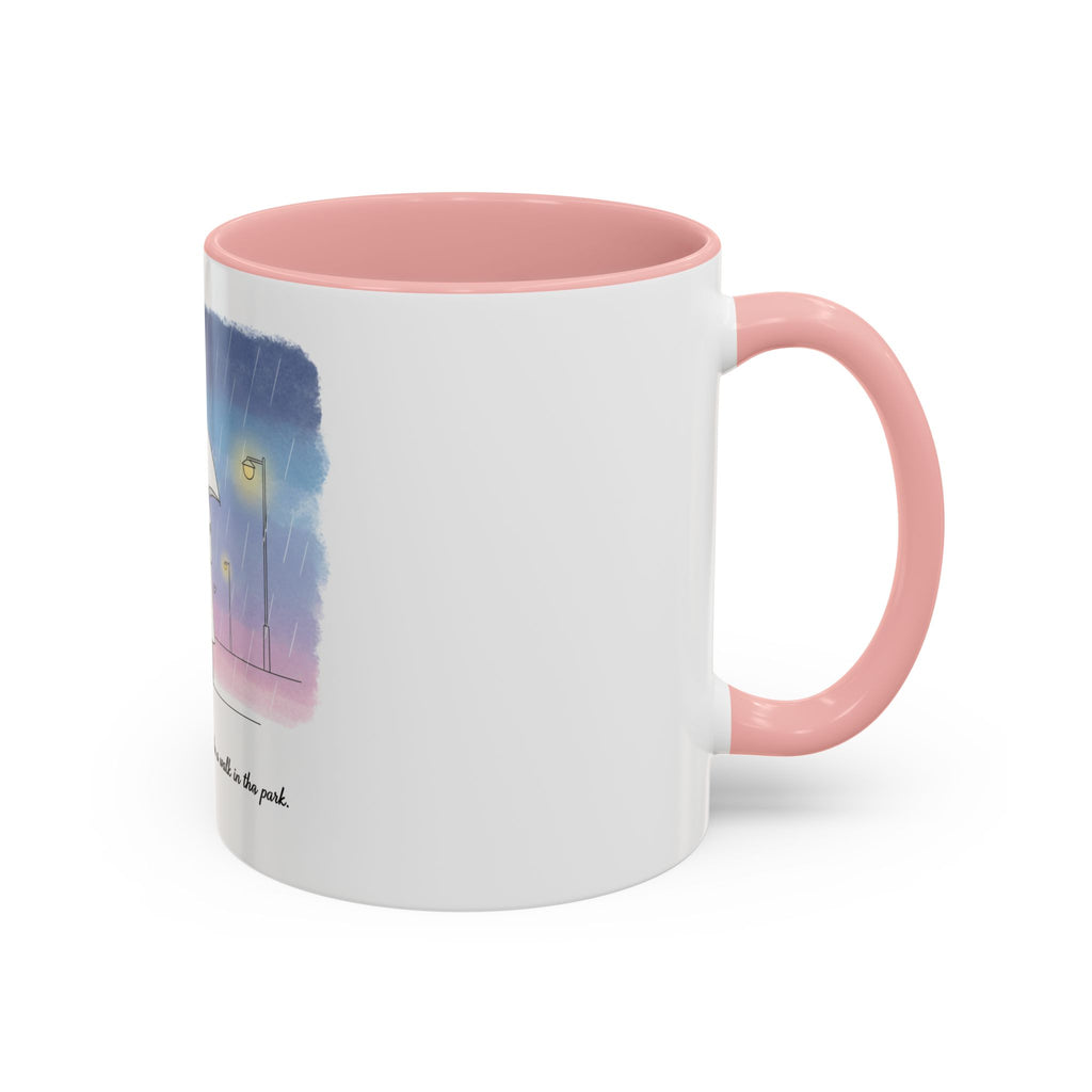 Couple Under Umbrella Illustration Coffee Mug | Accent Coffee Mug